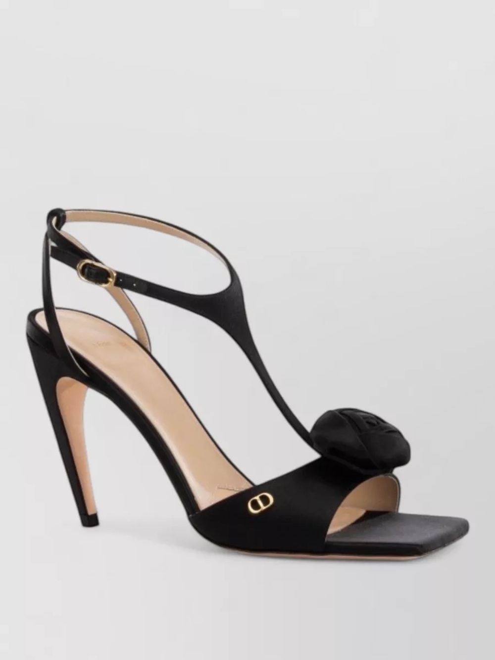 Christian Dior D Heeled Sandal Satin Black